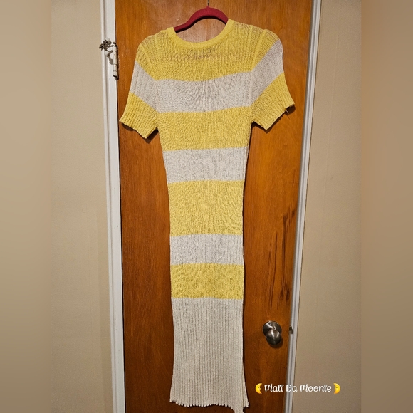 NY&C Eva Mendes Striped Sweater Dress - XL White and Yellow - Picture 4 of 6